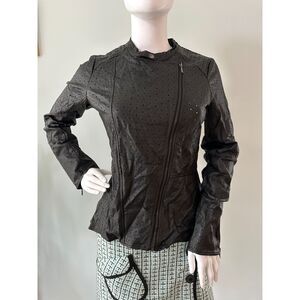 Xhilaration Black Perforated Stars Moto Jacket Asymmetrical Zipper Girls 14/16